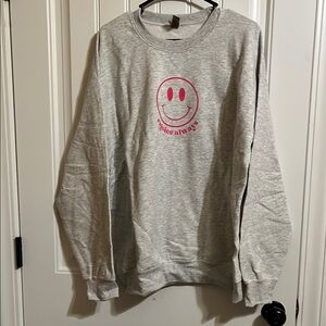 Rejoice Always Hot Pink Smiley Gray Sweatshirt